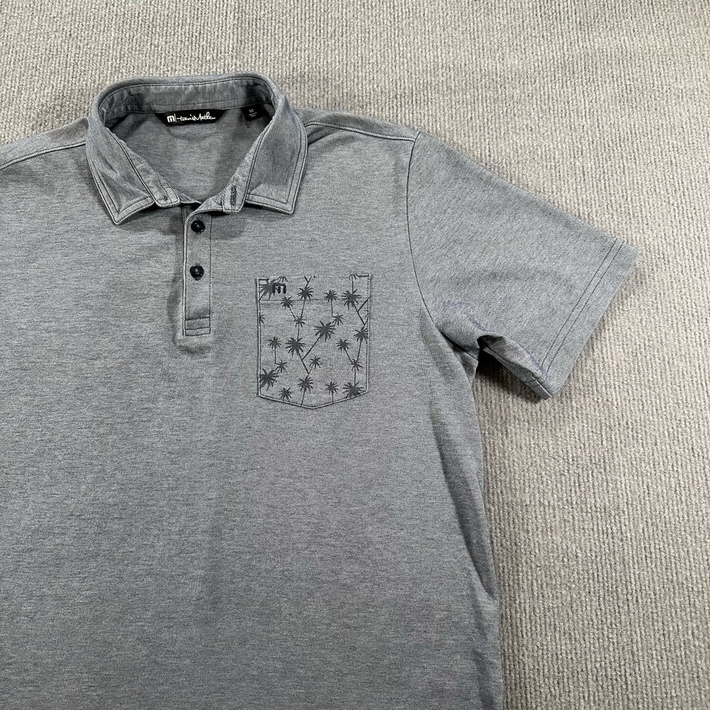 Travis Mathew Blue Palm‎ Tree Print Golf Polo Shirt Mens Medium